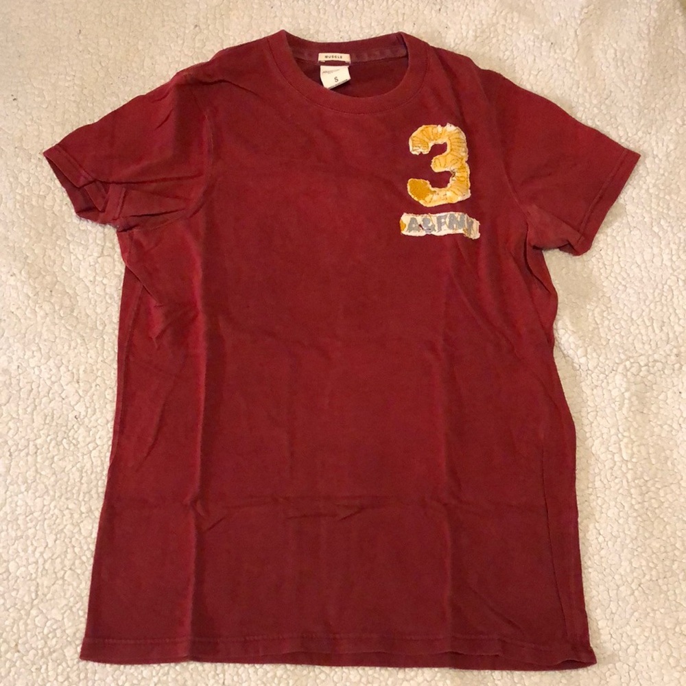 Abercrombie and Fitch embroidered tee. Size small. Red